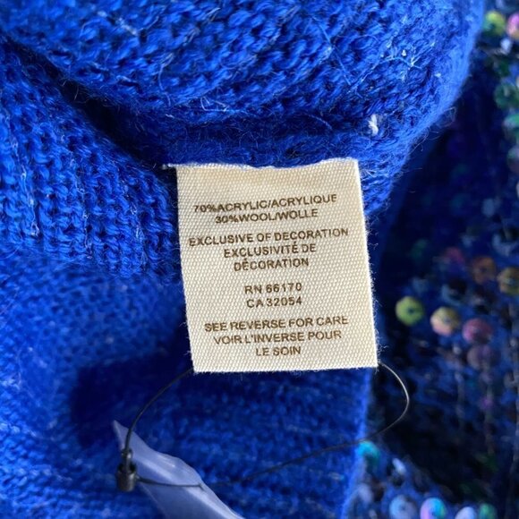 Free People Cardigan Sweater‎ Medium Sequins Iridescent Blue NWT CJ-1459 - Picture 10 of 11